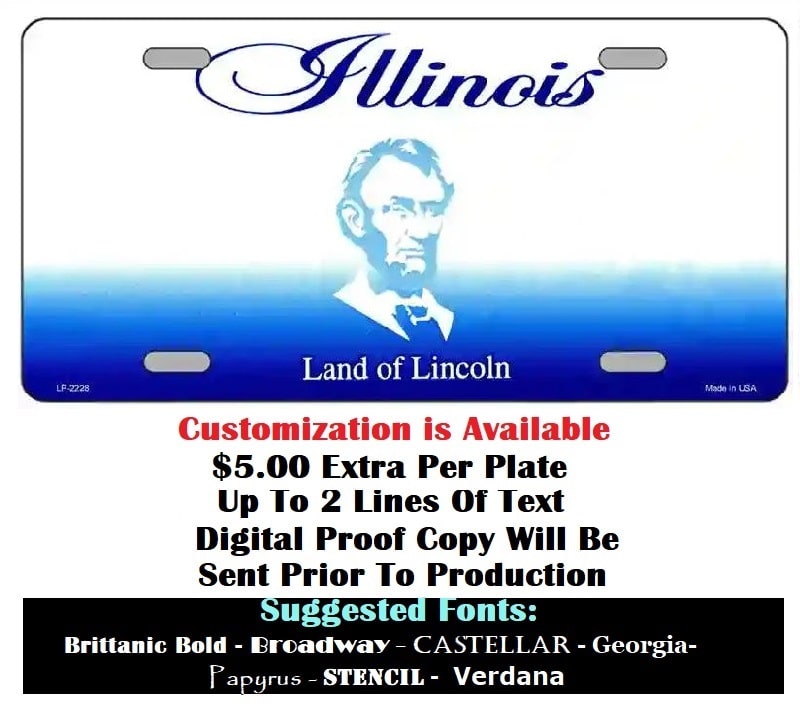 Customization Blank Illinois Lincoln License Plate