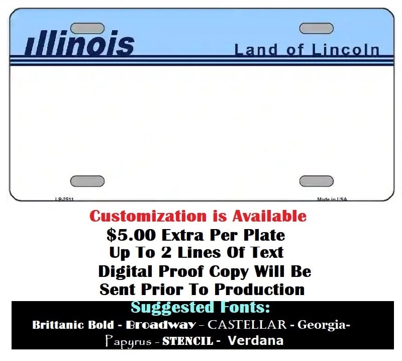 Blank Illinois Old License Plate Customization Instructions