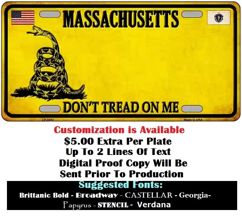 Customization Blank Massachusetts Dont Tread On Me License Plate