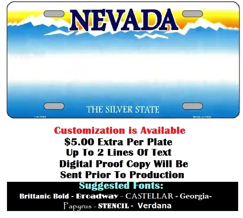 Customizing Of Blank Nevada License Plate