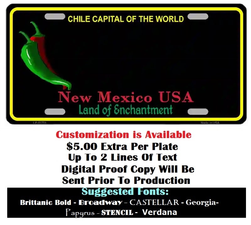 Blank New Mexico Black License Plate Customize Details