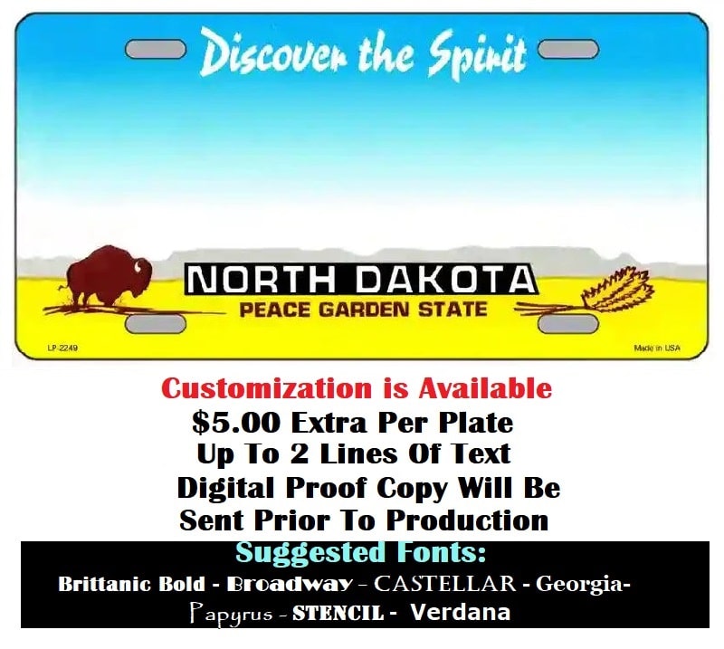 Customizing Of Blank North Dakota License Plate