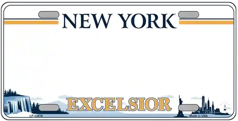 Blank New York Excelsior License Plate