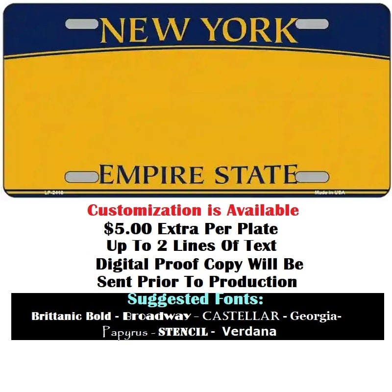 Customizing of Blank New York Retro Classic License Plate