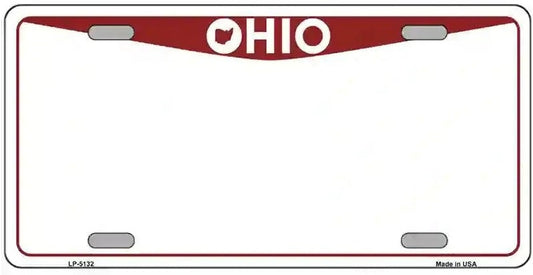 Blank Ohio Red and White License Plate