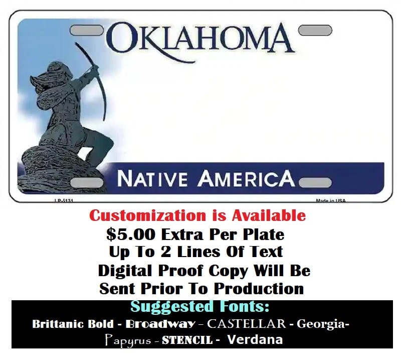 Customizing Of Oklahoma Blank License Plate