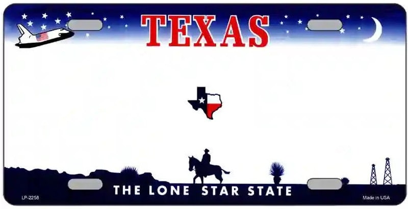 Texas Blank License Plate featuring Space Shuttle and Oil Wells
