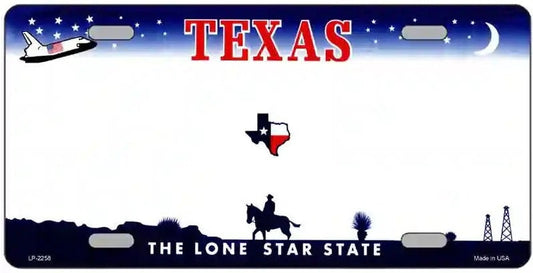 Texas Blank License Plate featuring Space Shuttle and Oil Wells