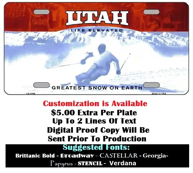Customization Instructions Blank Utah License Plate
