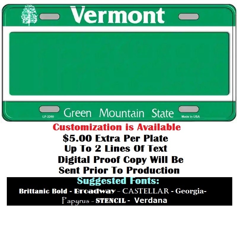 Blank Vermont License Plate