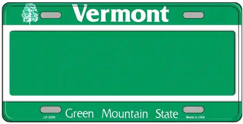 Blank Vermont License Plate