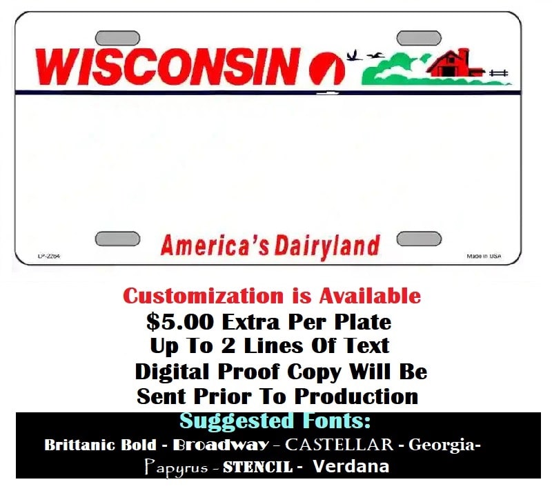 Customization Instructions for Blank Wisconsin License Plate