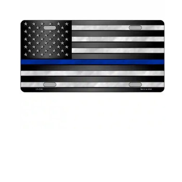 American flag with a thin blue line on a white background