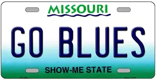 Go Blues License Plate On Missouri Facade