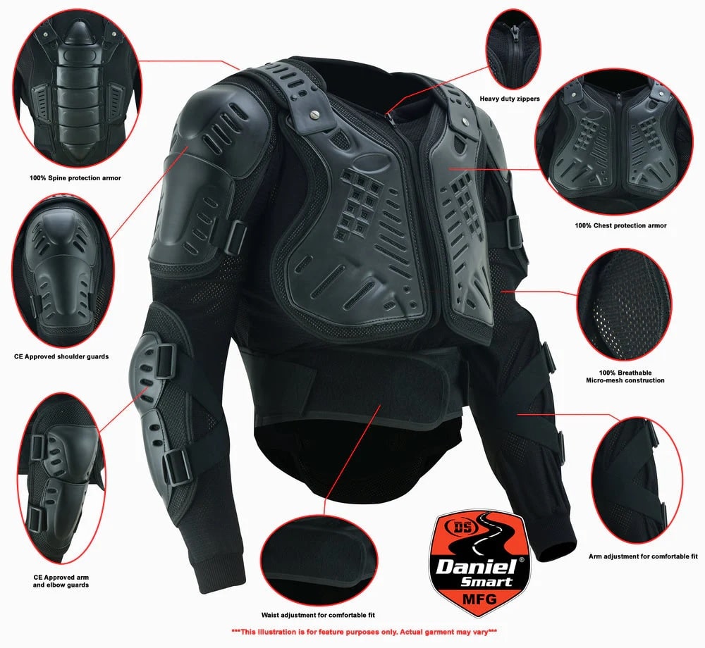 Full Protection Body Armor - Black Motorcycle Suit