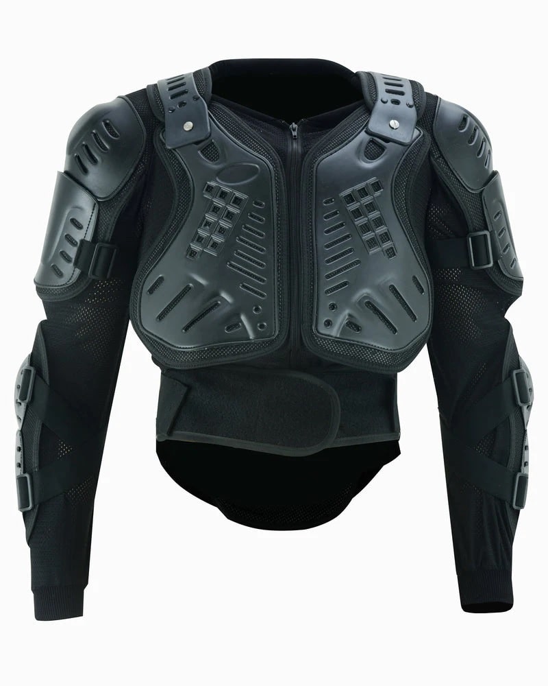 Front Full Protection Body Armor - Black Motorcycle Suit