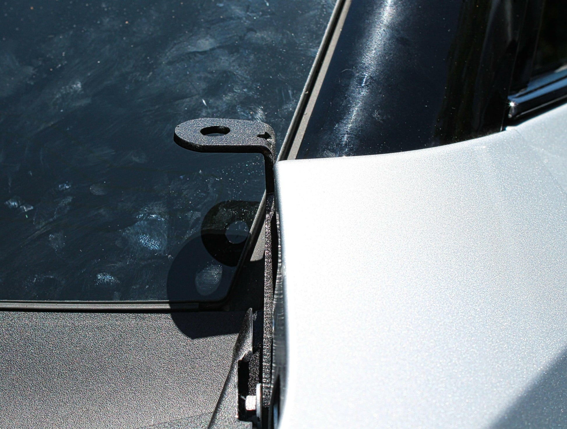 Close-up of a car with mounting bracket for LED Light bar