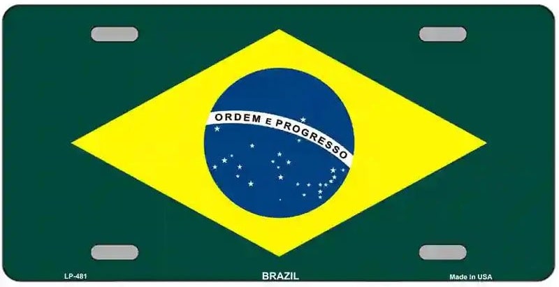 Brazil Flag Metal Novelty License Plate Auto Tag