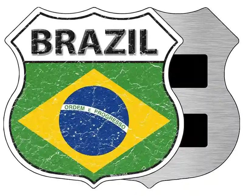 Brazil Flag Highway Shield Magnet