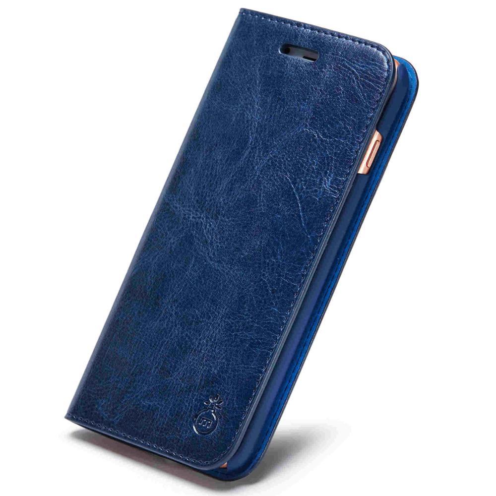 Blue phone case with brand logo on a white background