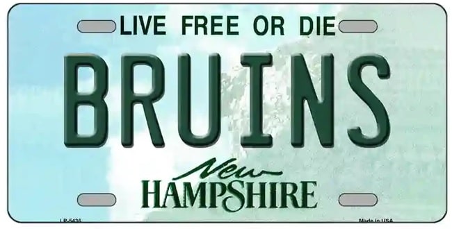 Bruins Novelty Metal New Hampshire License Plate Style Sign