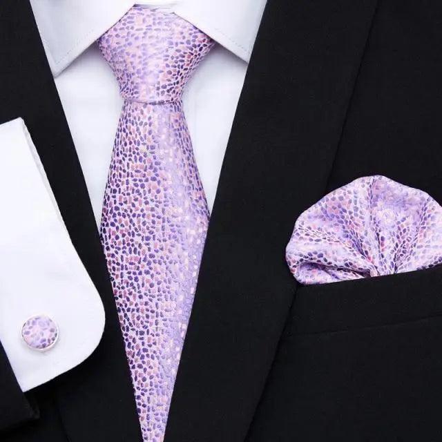 Business Men Silk Necktie Cufflinks Set Luxury Design Necktie With Handkerchief Necktie For Casual And Daily Wear Classic Men Flower Ties Wedding Handkerchief Cufflinks Set