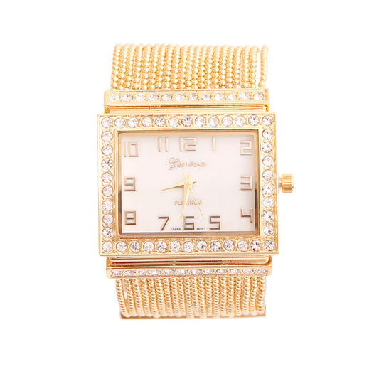 Gold Square Face Ball Chain Watch