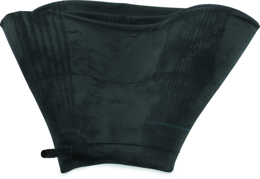 Black tire tube on a white background