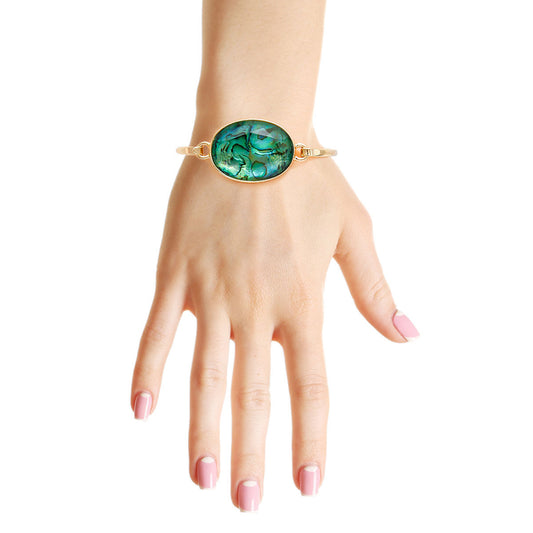 Blue Green Marbled Oval Bangle