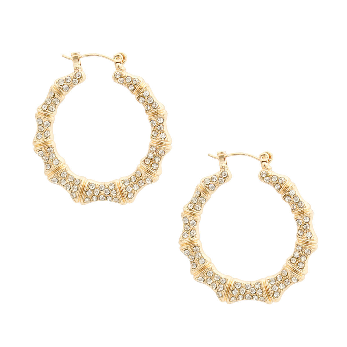 Gold Bling Thin Bamboo Hoops