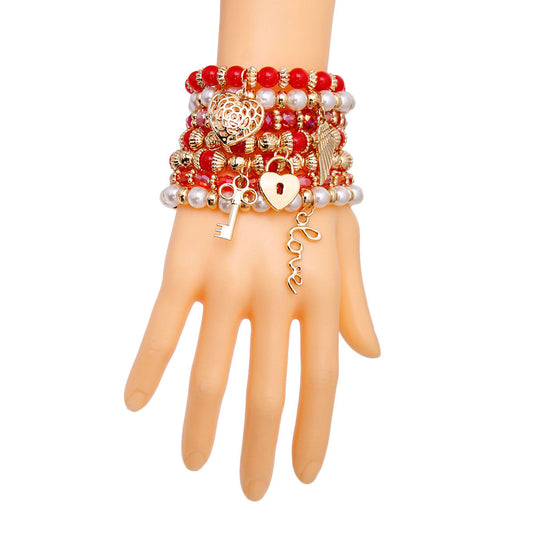 Red and Pearl Love Bracelets