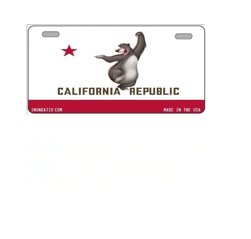 California Republic Spoof Dancing Bear License Plate