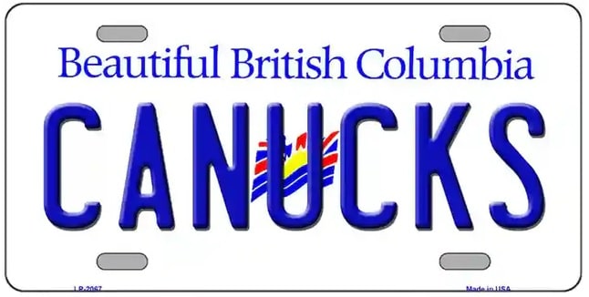 Canucks Novelty Metal License Plate