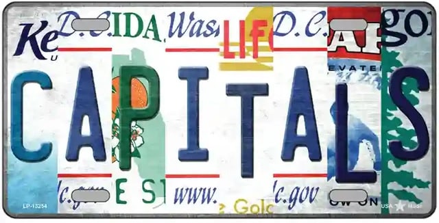 Capitals Strip Art Novelty Metal License Plate Tag