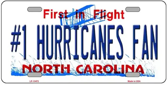 #1 Hurricanes Fan Novelty License Plate