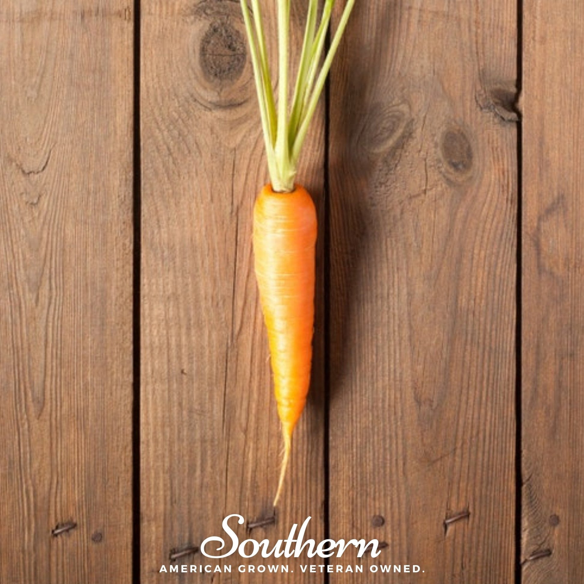 Carrot on a wooden background with 'Southern' branding.