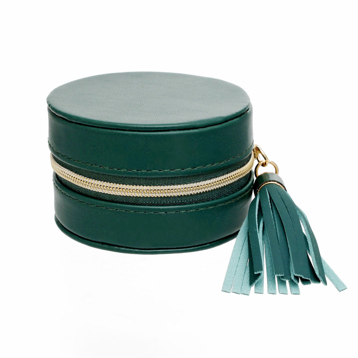 Green Travel Round Jewelry Box Organizer for Women