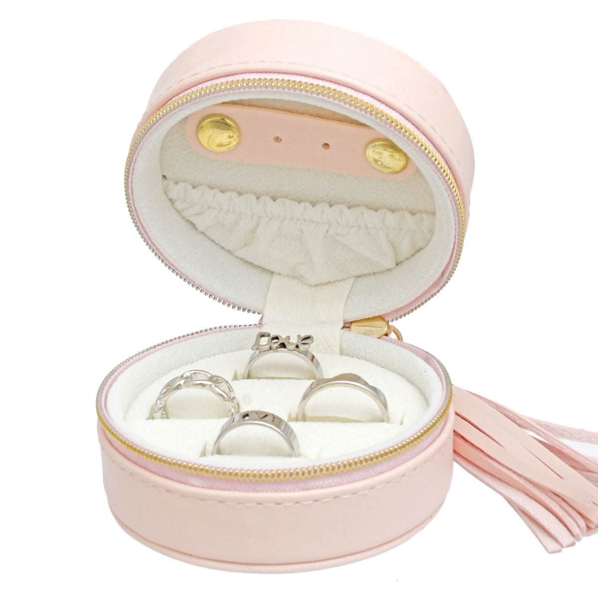 Pink Travel Round Jewelry Box Organizer for Women