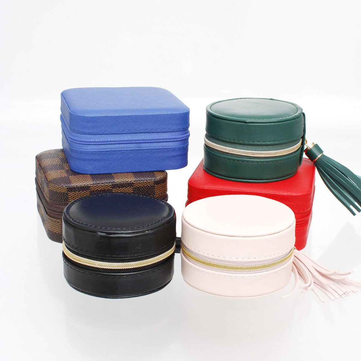 White Travel Round Jewelry Box Organizer for Women