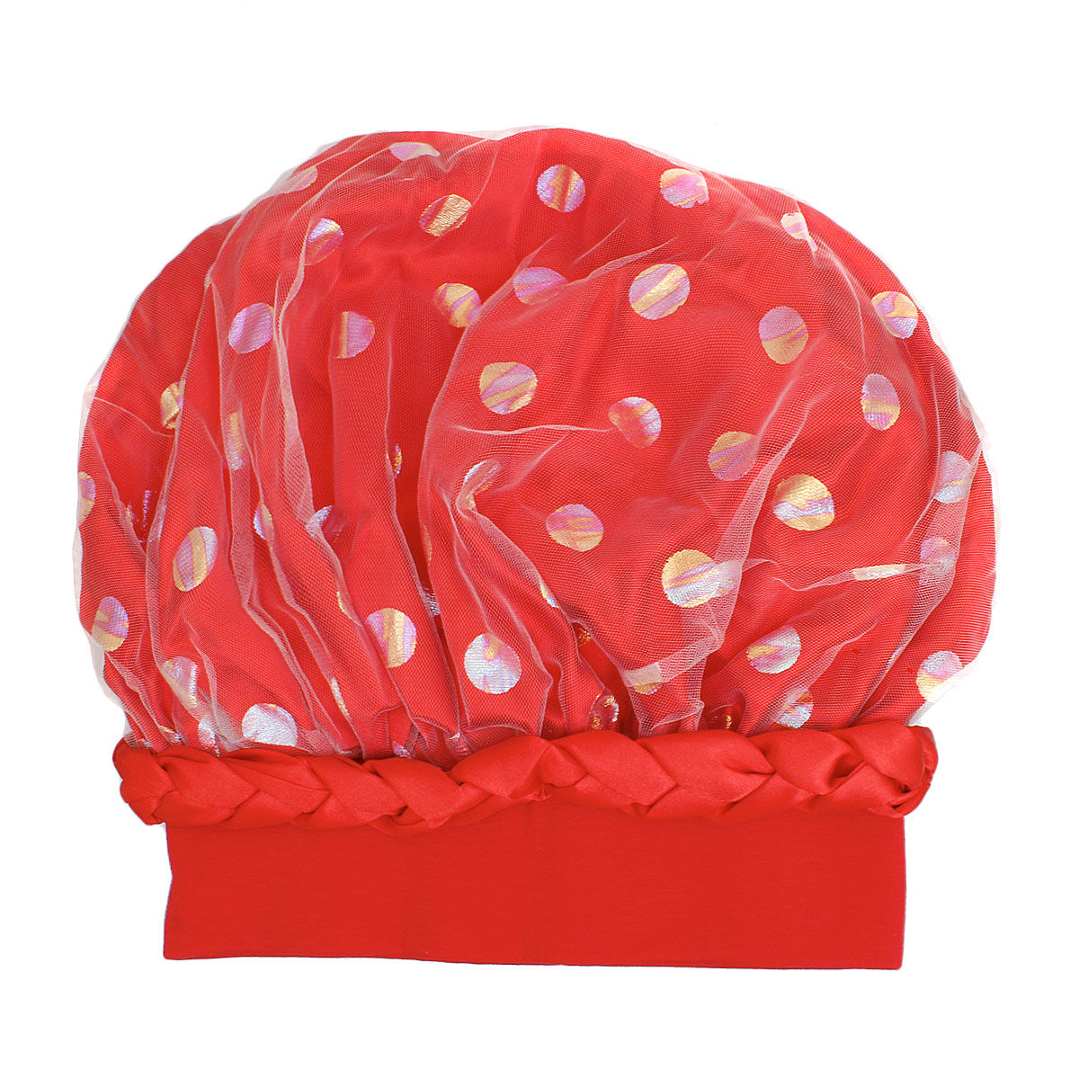 Bonnet Red Satin Wide Edge Double Layer Women