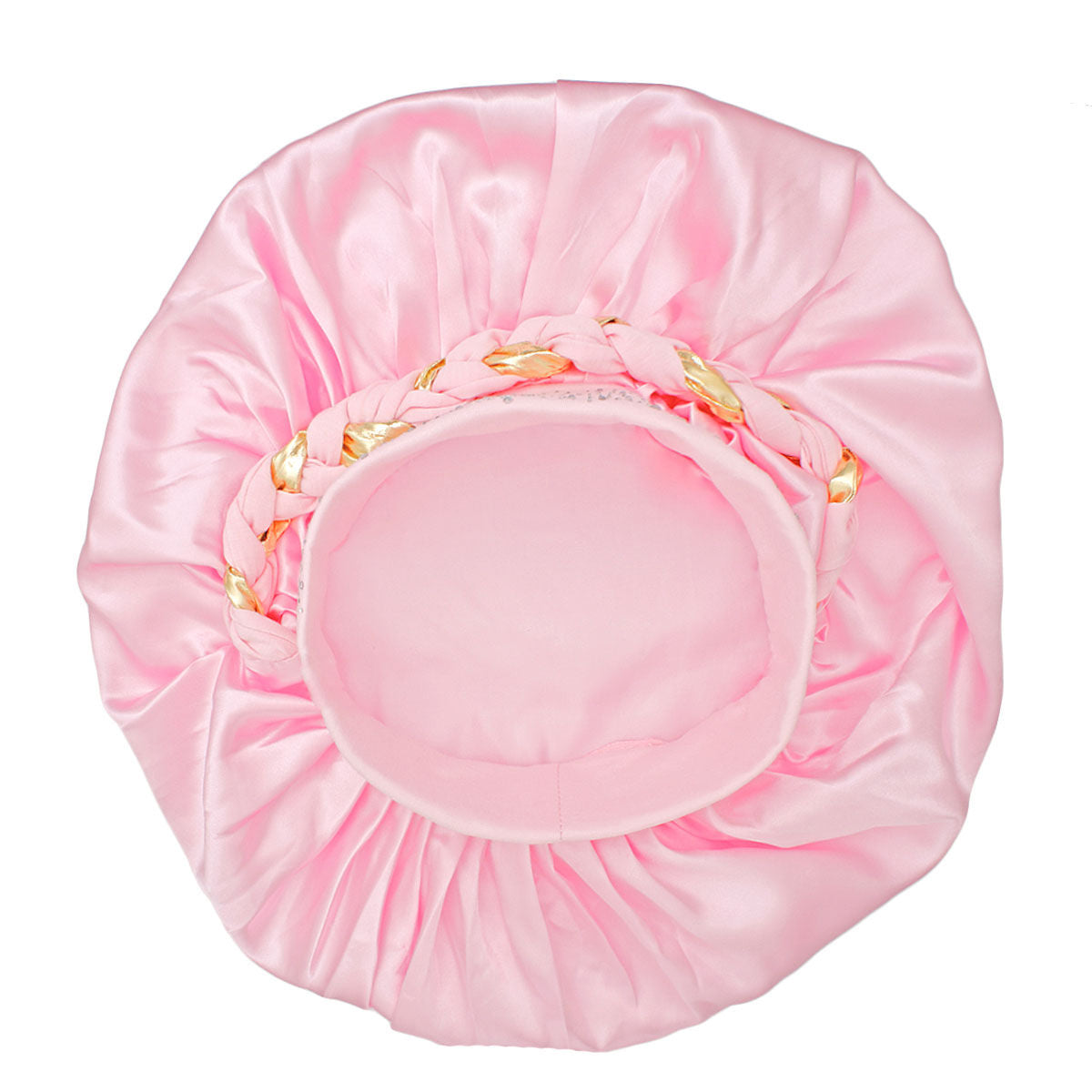 Bonnet Light Pink Gold Satin Wide Edge Braid Women