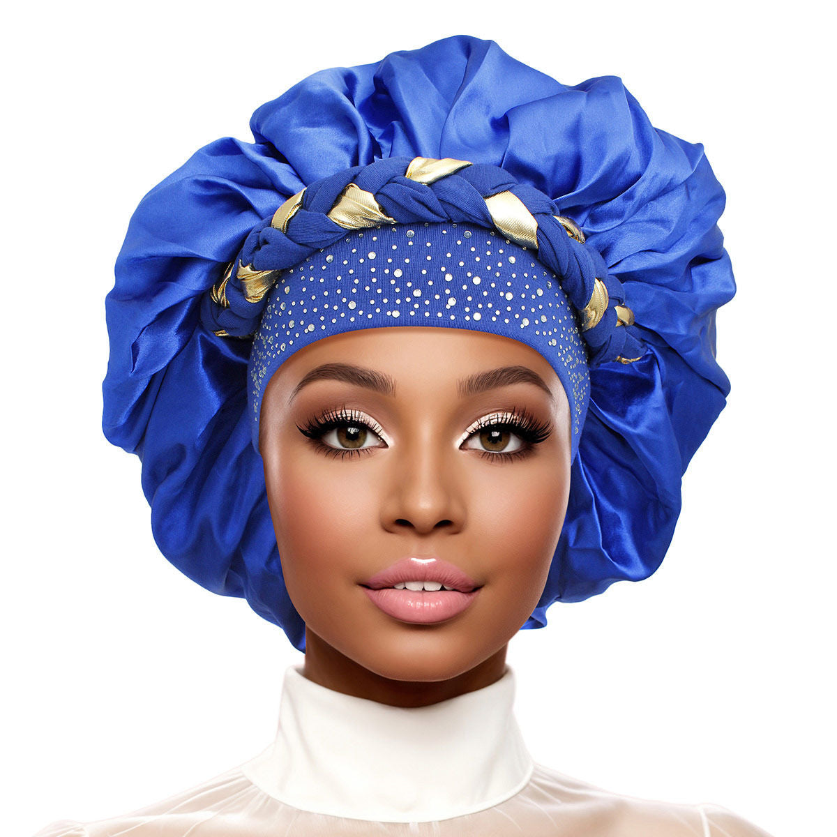 Bonnet Blue Gold Satin Wide Edge Braid Women