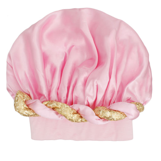 Bonnet Light Pink Gold Satin Wide Edge Twist Women