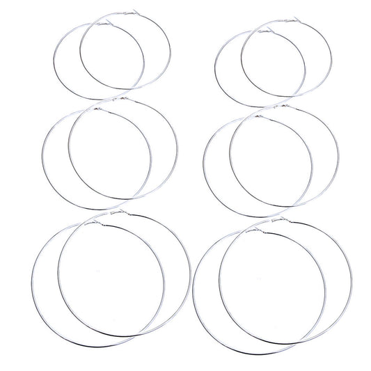 Silver Jumbo Hoop 3 Pcs Set