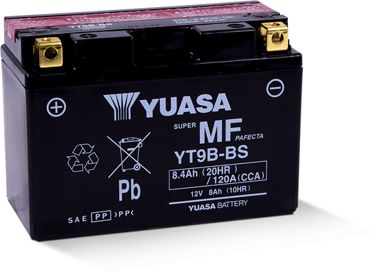 Yuasa YT9B-BS Maintenance Free 12-Volt AGM Battery w/Bottle