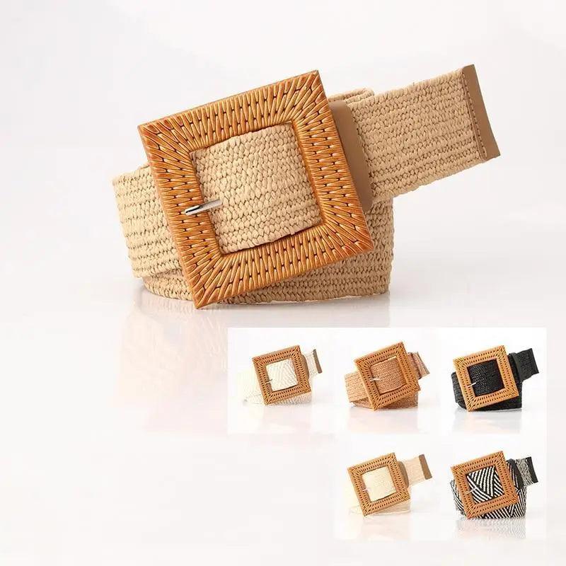 Charming Women Waist Belt Classic Round Wooden Buckle Casual Design Dress Women Buckle Waist Dress Band