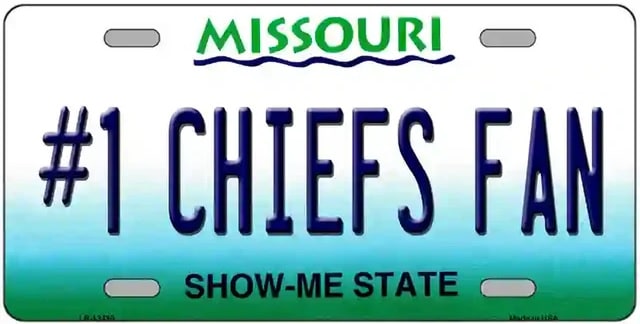 Number One Chiefs Fan Novelty Missouri License Plate