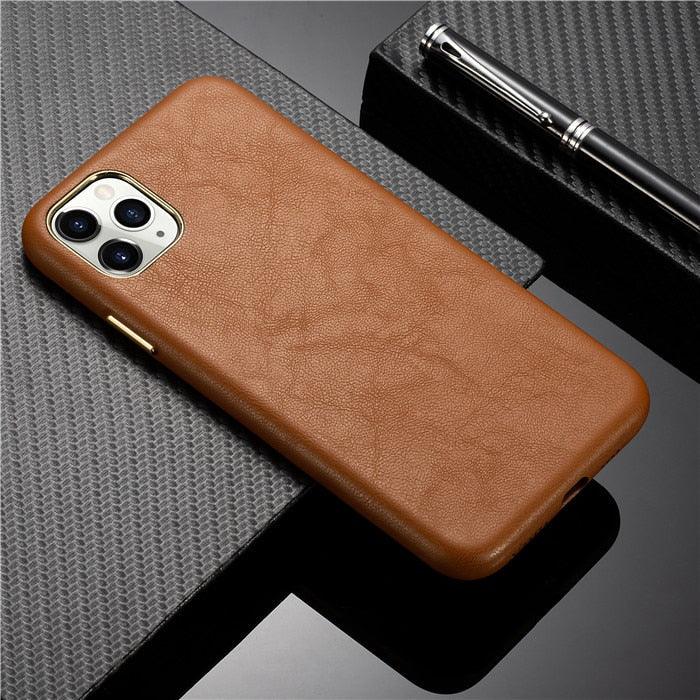 Classic Leather Case Compatible with iPhone Slim Leather Protective Case Midnight Green Luxury Genuine Leather Cover For iPhone 14 Pro 13 12 11 Pro Max X XS XR 7 8 Plus Case Vintage Leather Business Men Iphone Case