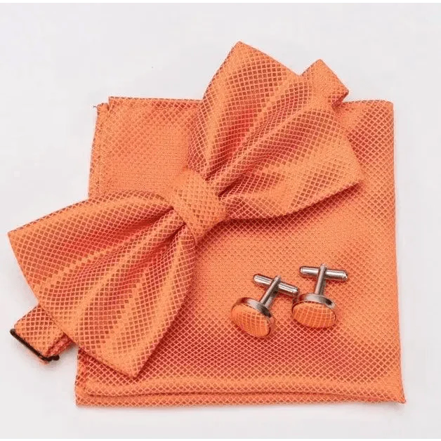 Classic Men Bowtie  Cufflinks Set Casual Men's Fashionable Style Solid Color Bowties Elegant Accessories