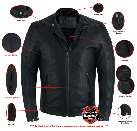 Infographic Classic Joe Men’s Fashion Lambskin Leather Jacket